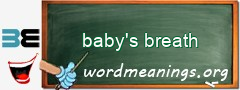 WordMeaning blackboard for baby's breath